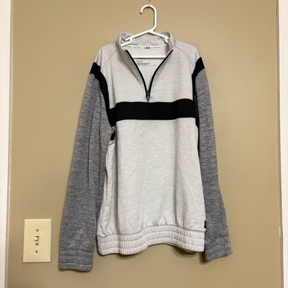 Michael Strahan MSX Boys Gray Black Quarter Zip Up Lightweight Jacket Large 14/1